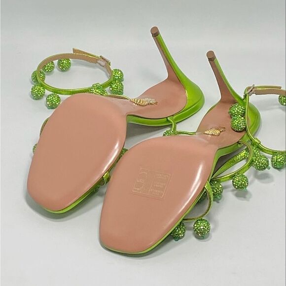 Aquazzura Cha Cha Cha Metallic Leather Sandals size 37.5 - Picture 11 of 12